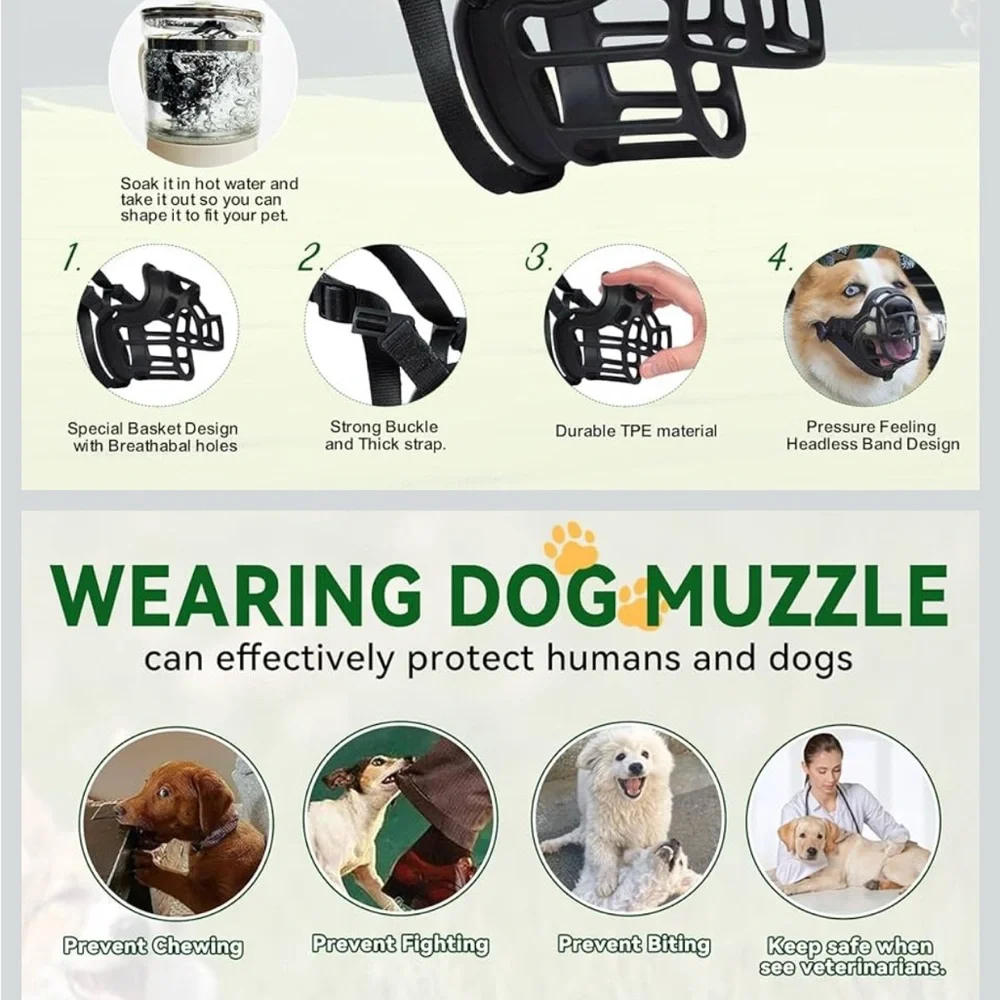 Basket Muzzle for Med/Lg Dogs - Sturdy & Lightweight, (Orange, Size 4)
